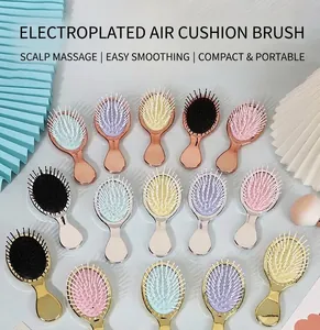 Variety of mini electroplated air cushion brushes in gold, silver and rose gold finish