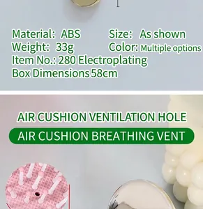 Detail of mini electroplated air cushion hairbrush showing ventilation hole and finish