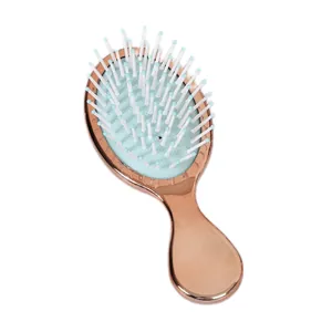 Mini electroplated rose gold air cushion massage hairbrush for kids and portable travel use