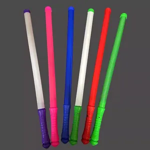 Detail view of colorful LED glow sticks in various vibrant colors for parties