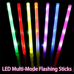 Detailed macro view of multi-color LED glow sticks for concert party props