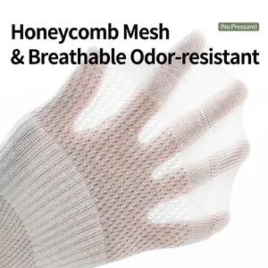Breathable white honeycomb mesh cotton boat socks for women summer thin style