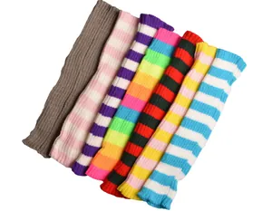 Colorful striped knitted leg warmers in candy colors for ballet, dance, and JK style