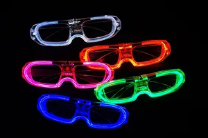 Assorted set of five vibrant glowing LED glasses in various colors for party events