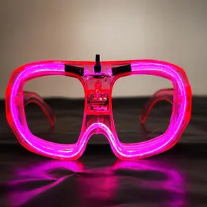 Pink neon glowing LED shutter glasses for party festival and New Year decorations