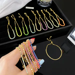 Luxus Titanstahl Strass Schiebearmband Für Damen Elegantes Verstellbares Tennisarmband Schmuck Geschenk
