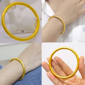 Bracciale rigido minimalista in oro opaco 18 carati da donna con design retrò