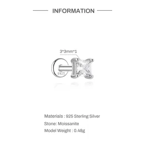 Detaillierte Angaben zu Moissanit-Ohrsteckern aus 925er Sterlingsilber mit Schraubverschluss