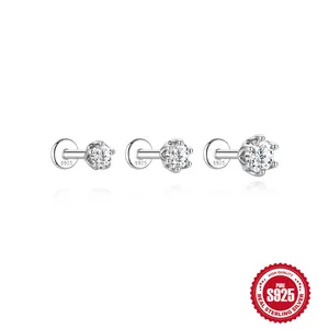D-Farbe Moissanit-Ohrstecker aus 925er Sterlingsilber mit sicherem Schraubverschluss