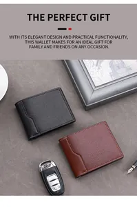 Eleganti portafogli corti da uomo in pelle PU nera e marrone, perfetti come regalo