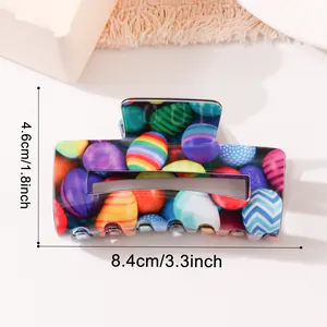 Bunte Haarklammer mit Osterei-Muster, quadratisch, Maße 8,4 cm x 4,6 cm, für Damen