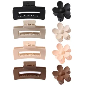 Matte Plastic Flower Rectangle Hair Claw Clips Combination Set Large Hair Jaw Clips For Women Fashion Commute Hair Accessories