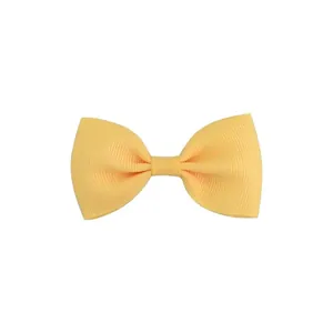 Solid yellow grosgrain ribbon bow hair clip for children and baby girls fashion accessory