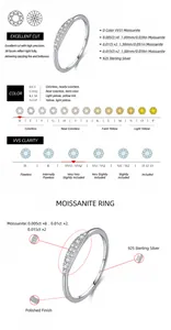 Detailliertes Diagramm des S925-Silberrings mit Moissanit in D-Farbe