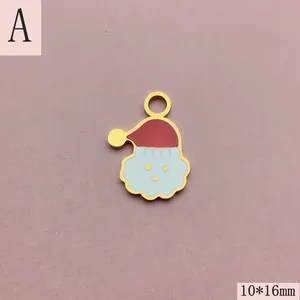 Detail of Santa Claus enamel charm style A for DIY jewelry making, 10x16mm size