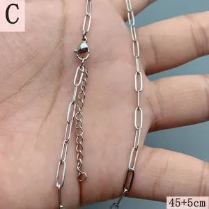 Detail of stainless steel paperclip chain with lobster clasp and 45+5cm length