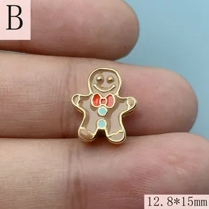 Perle breloque bonhomme en pain d'épices émaillé 12,8x15mm pour bijoux DIY