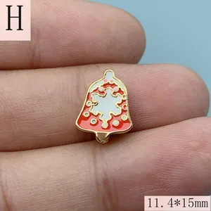Pendentif cloche de Noël en émail rouge avec motif flocon pour bijoux DIY 11,4x15mm