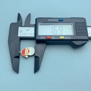 Detailed measurement showing enamel Santa Claus charm width of 16.9mm for DIY jewelry