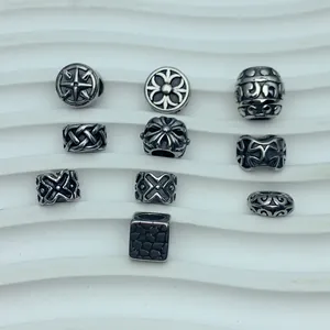 Vintage Stainless Steel Star Cross Pattern Beads DIY Jewelry Making Accessories Gothic Spacer Beads For Bracelet Necklace