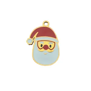 Cartoon Santa Claus enamel pendant for DIY Christmas necklace and bracelet jewelry