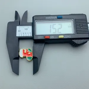 Detailed measurement of red and green enamel Christmas stocking charm bead 15.2mm