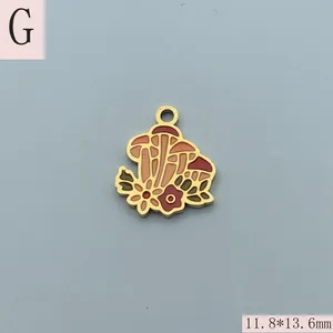 Detailed macro shot of a colorful enamel mushroom charm with intricate floral details