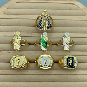 Vintage Vergoldet Religiös Sankt Judas Jungfrau Maria Verstellbare Ringe Für Damen Mikro-Zirkonia Katholisch San Judas Fingerringe Religiöser Schmuck