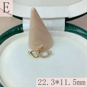 Detail of micro-paved zircon heart pendant connector, size 22.3x11.5mm for DIY jewelry