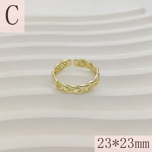 Elegante goudkleurige gevlochten open ring met geometrisch ontwerp, 23x23mm