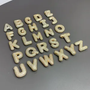 Lot de 26 pendentifs en forme de lettres bulles dorées avec strass pour bijoux DIY