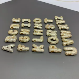 Ensemble complet de 26 breloques alphabet en or glacé pour bijoux DIY personnalisés
