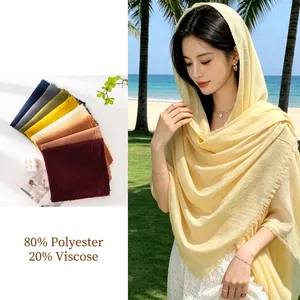 Damen Einfarbiger Polyester Schal Sommer Atmungsaktive Sonnenschutz Stola Mit Fransen Lässiger Weicher Halsschal