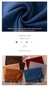 Detailed texture of soft wool scarves in various solid colors with elegant fringe edges