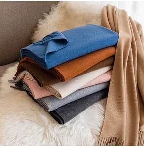 Premium multicolored wool blend scarves with tassels for autumn and winter warmth