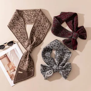 Elegant leopard pattern jacquard cashmere scarves in three stylish colors for fall and winter.