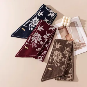 Premium jacquard floral cashmere scarf with slit design for autumn and winter neck warmth