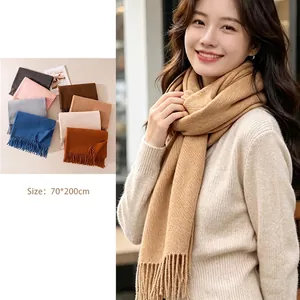 Damen Winter Warmer Langer Schal Einfarbig Quasten Schal Mode Weicher Eleganter Schal Wickel Für Kaltes Wetter