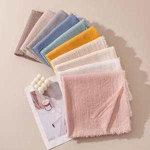 Sciarpe in misto lana sottile a tinta unita per donna con frange in vari colori