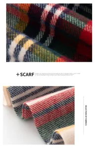 Close-up detail of plaid scarf showing soft cashmere-like fabric texture