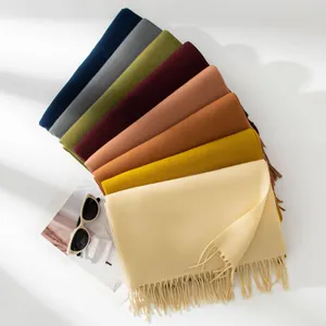 High-quality collection of multi-color soft solid scarves with elegant fringe tassels