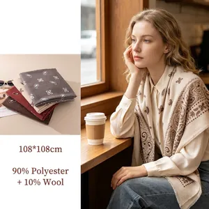 Retro Paisley Druck Wollmischung Großer Quadratischer Schal Für Damen Winter Warmer Schal Wickel Vintage Quasten Mode Schal