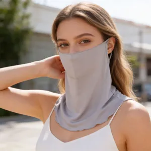 Μεταξωτή Μάσκα Προστασίας Προσώπου από Μουριά Προστατευτικό Λαιμού Αναπνεύσιμο Δροσερό Κάλυμμα Προσώπου για Ποδηλασία
