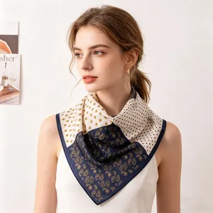 Foulard Carré Imprimé Style Vintage Old Money Pour Femmes Motif Paisley Pois Floral Enveloppe Pour Tête et Cou Accessoire
