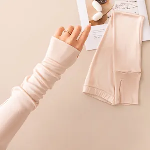 Women's Mulberry Silk Sun Protection Arm Sleeves Long Cooling Breathable Arm Covers with Thumb Hole for Driving Outdoor Summer