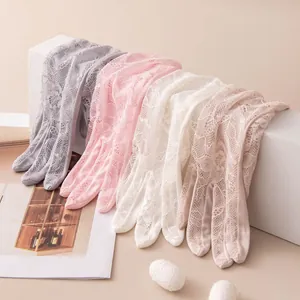 Damen Maulbeerseide Spitze Handschuhe Sommer Sonnenschutz Netz Atmungsaktiv Etikette Hochzeit Party Performance Vollfinger Handschuhe