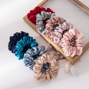 Hoge Kwaliteit Moerbeizijde Scrunchie Elegante Effen Kleur Naadloos Haarelastiekje Zacht Zijden Haartouw Voor Vrouwen Sieraden