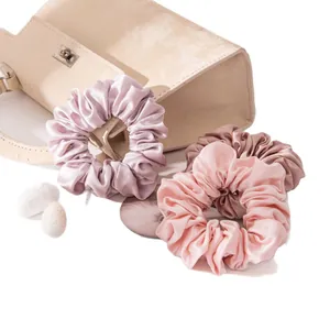 Premium moerbeizijde scrunchies set in elegante pastelroze en paarse tinten voor haar