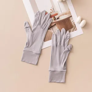 Premium lightweight breathable mulberry silk sun protection gloves with touch screen fingertips
