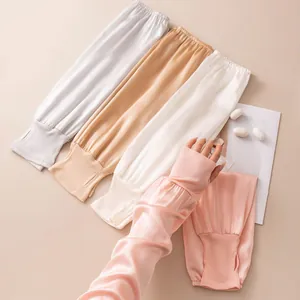 Manguitos de Protección Solar de Seda de Morera para Mujer Minimalistas Color Sólido Transpirables Refrescantes para Conducción Ciclismo